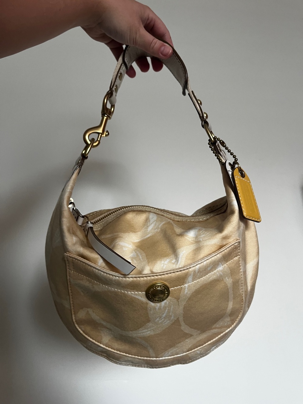 Coach Yellow Gold Hamptons Hobo Y2K Purse Signature C